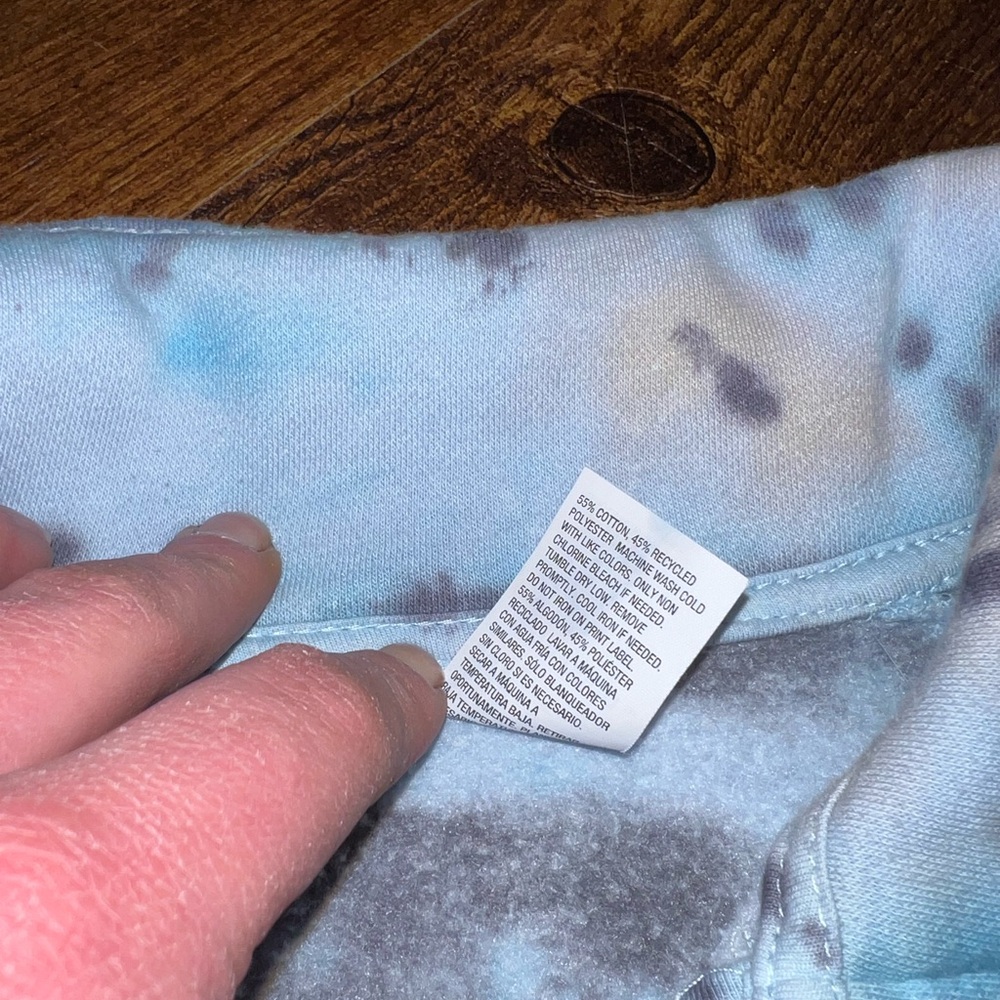Tie Dye Cropped Pullover Blue Fleece Quarter Zip Activewear Lounge Casual Size S - Picture 8 of 9
